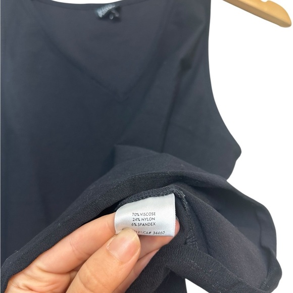 Eileen Fisher | Women’s Black V Neck Tank Top | Viscose, Nylon, Spandex | Large - Picture 3 of 4